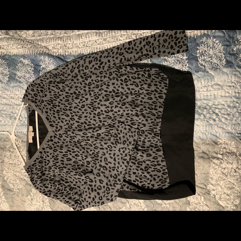 Loft high low leopard print shirt.